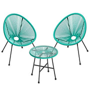Set di mobili da giardino di 3 mobili da terrazza sedie da esterno Acapulco con tavolo in vetro turchese 12_0001654