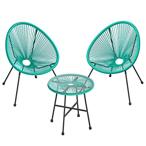 Set di mobili da giardino di 3 mobili da terrazza sedie da esterno Acapulco con tavolo in vetro turchese 12_0001654
