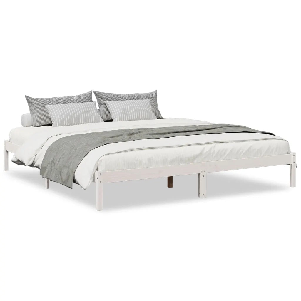 Letto Extra Lungo senza Materasso Bianco 200x220 cm in Pino 852427