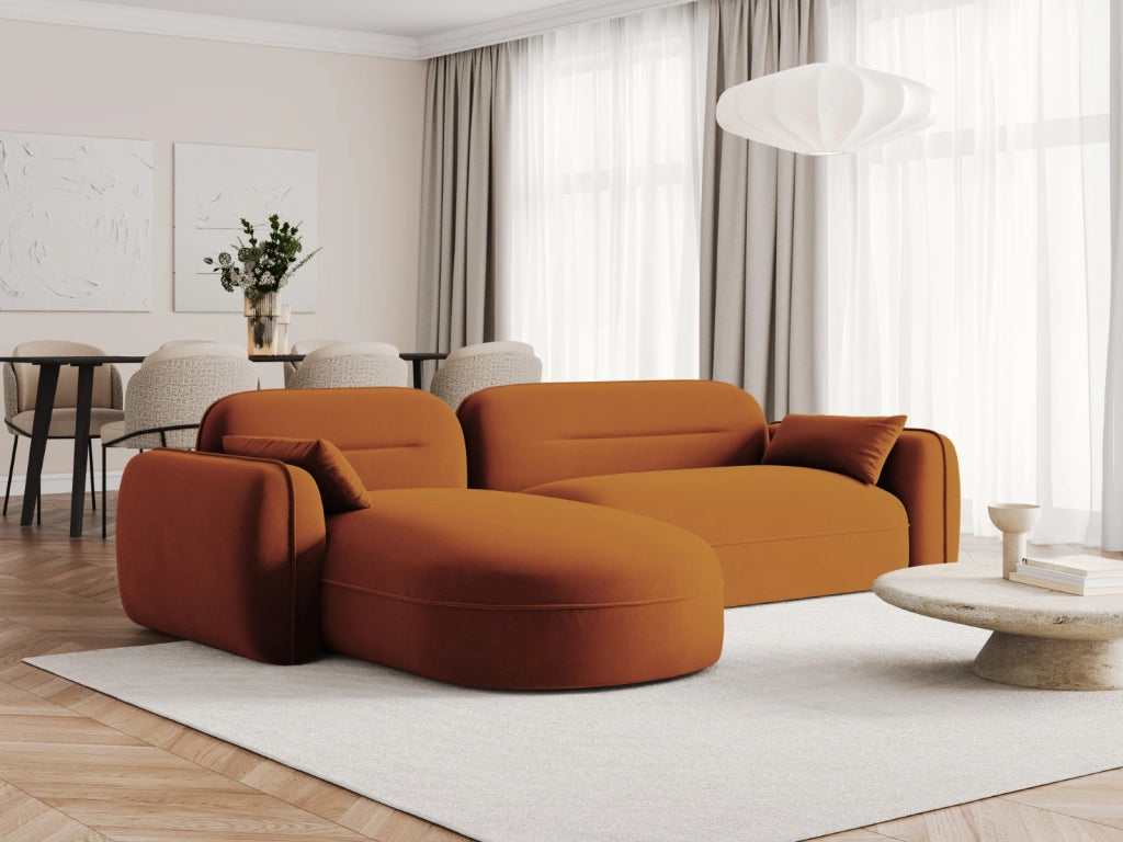 Cosmopolitan Design - Divano angolare modulare sinistro "Sydney" 4 posti in velluto terracotta 