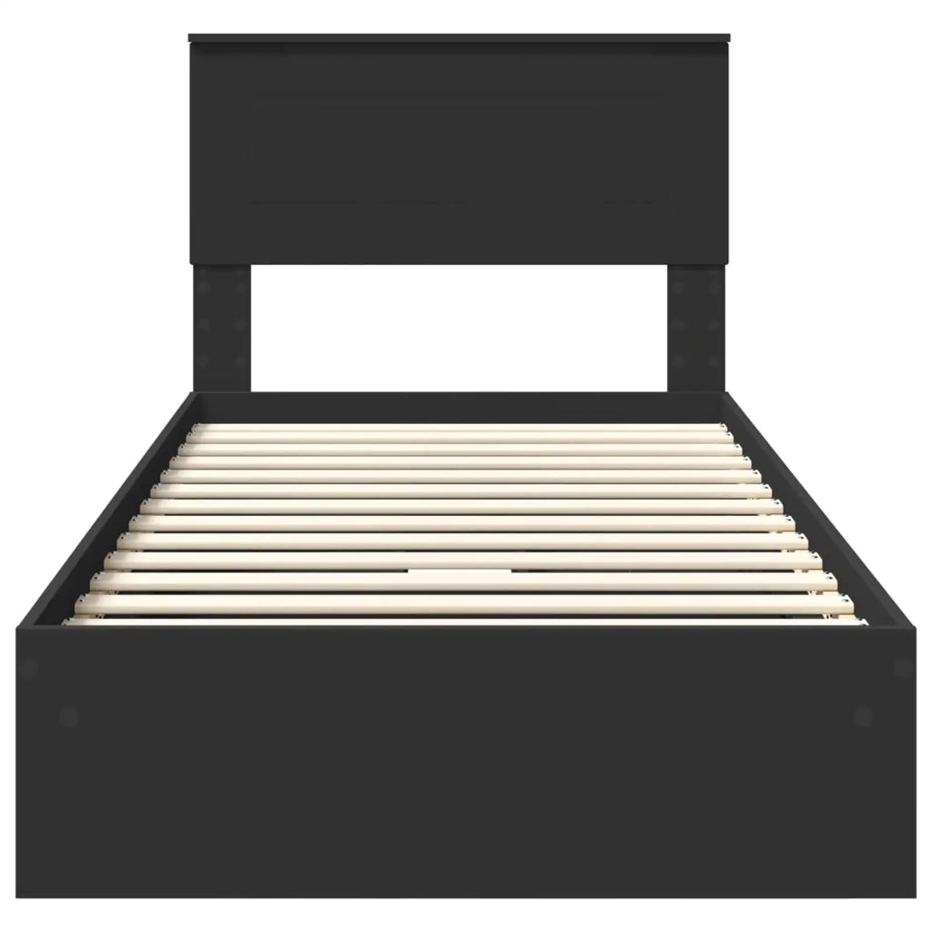 Letto con Contenitore Nero 75 x 190 cm Legno multistrato