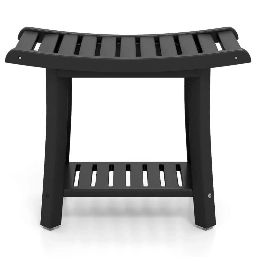 Sgabello da doccia moderno ergonomico antiscivolo e multifunzionale 60,5 x 34 x 48 cm in HDPE nero (20_0017020)