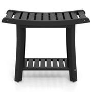 Sgabello da doccia moderno ergonomico antiscivolo e multifunzionale 60,5 x 34 x 48 cm in HDPE nero (20_0017020)