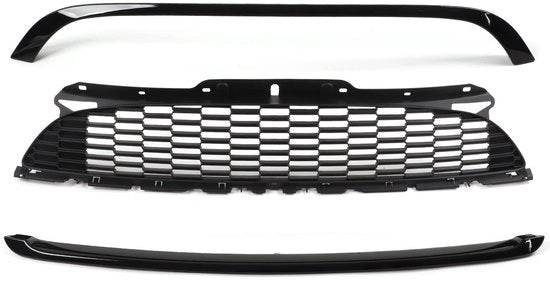 Set di protezione per paraurti con design di griglia - Nero lucido - Protezione UV - Materiale ABS+PP resistente - Adatto per R55/R56/R57/R58/R59 S JCW - Grille