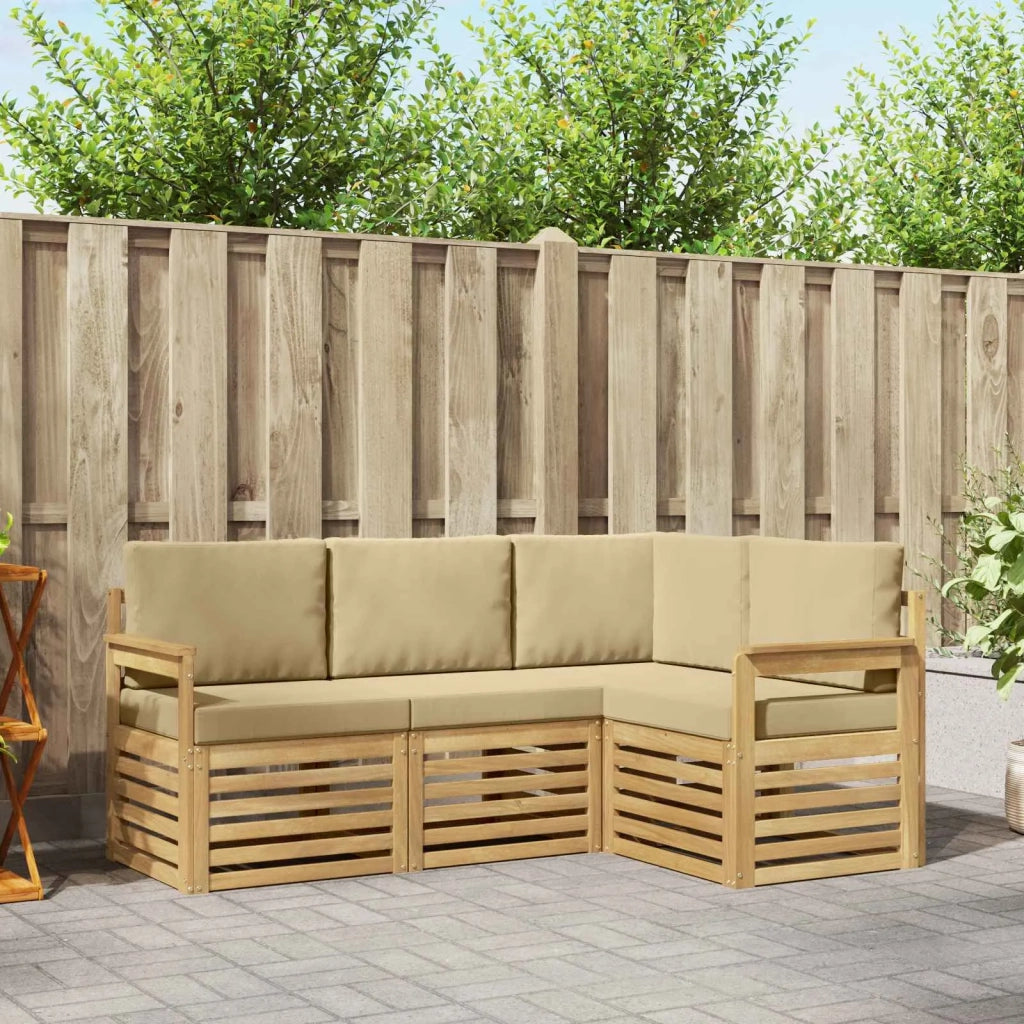 Set di divani da esterno 4 pcs Bianco e Beige
