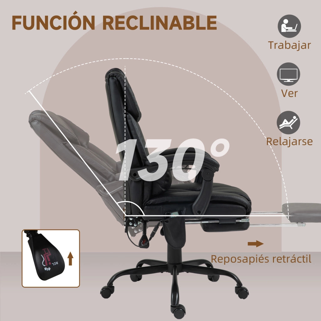 Sedia da Ufficio con Massaggio 6 Punti Schienale Alto Reclinabile ¨C Zephmum ¨C Nero