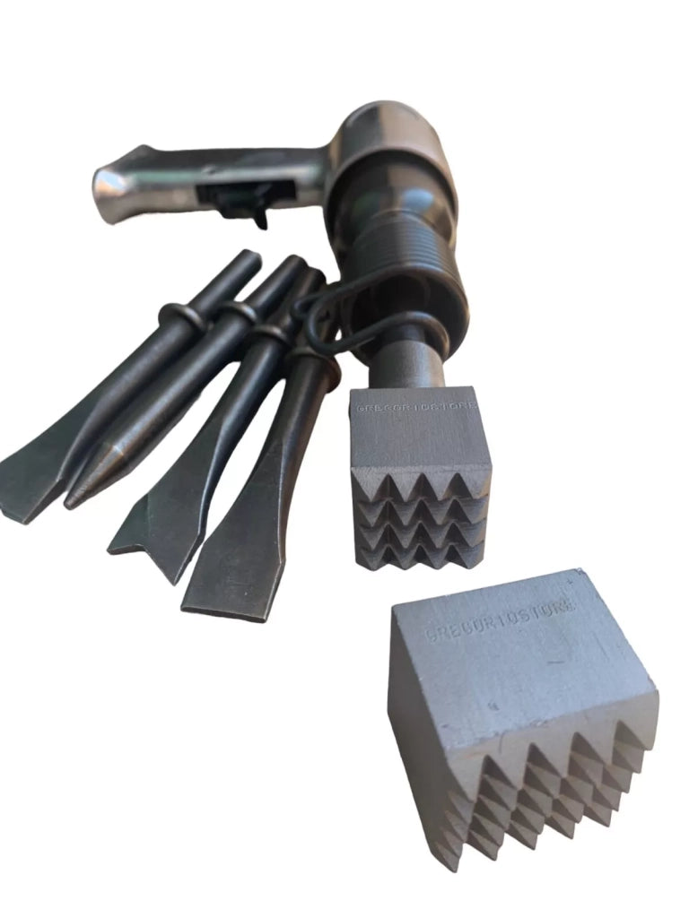 Bocciarda Per Pietra Dura, Per Bocciardatura, Cazzuola, Con Scalpellatore Pneumatico, Con Codolo Intercambile, In Acciaio Temprato, Made in Italy 2 pz 2,5x2,5cm + 3x3 cm