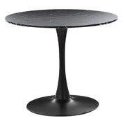 Tavolo da pranzo in marmo Nero con piano in MDF Nero base in metallo tavolo da cucina rotondo industriale da 90 cm