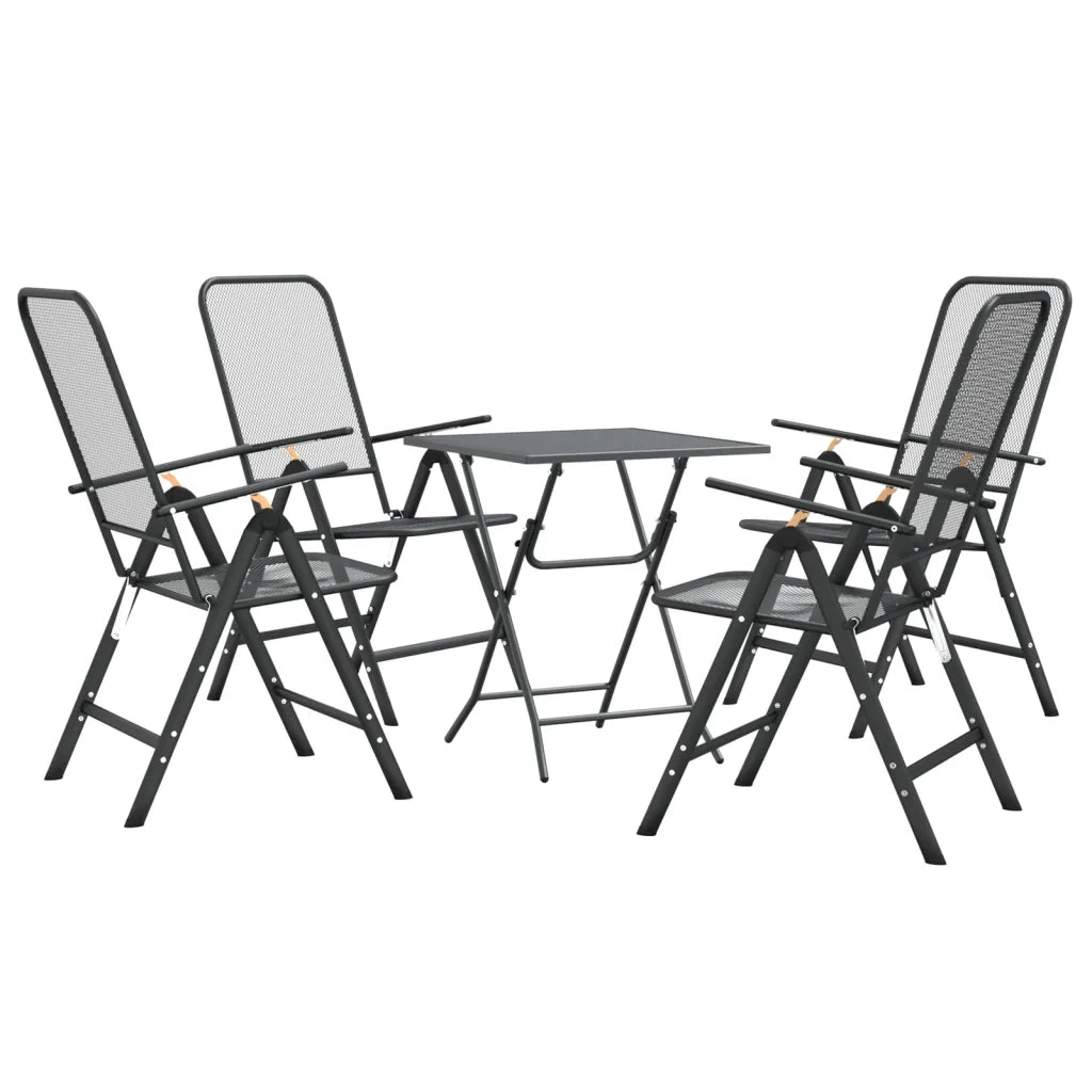 Set da Pranzo per Giardino 5pz | Set Salotto da Giardino Rete Metallica Espansa Antracite