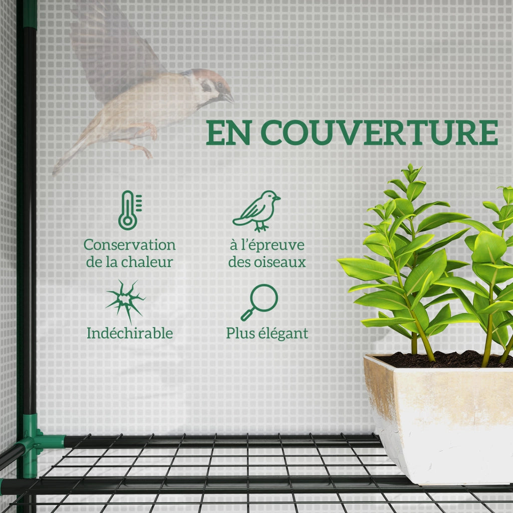 Serra da giardino 3 porte con ripiani ¨C zephmum ¨C 215x46x151 cm bianco