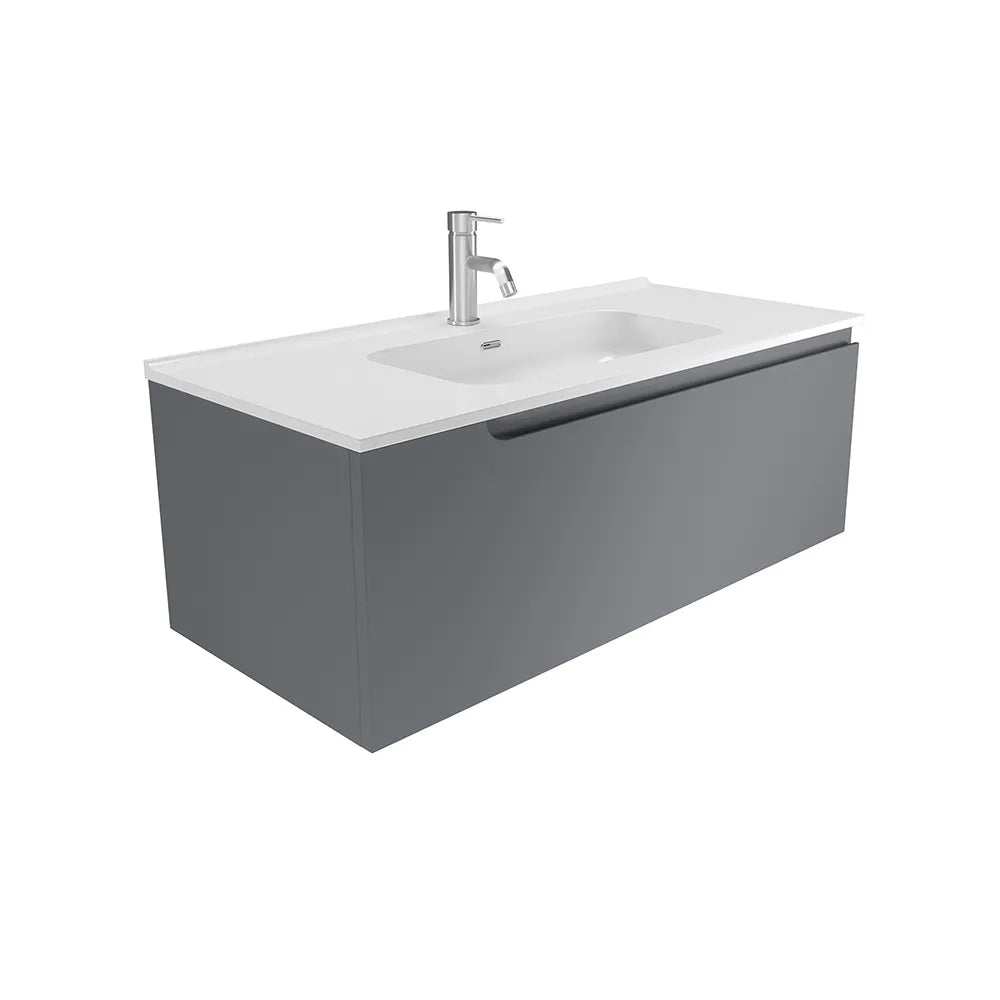 Mobile bagno sospeso 120 cm un cassetto grigio opaco con lavabo | Ardenne