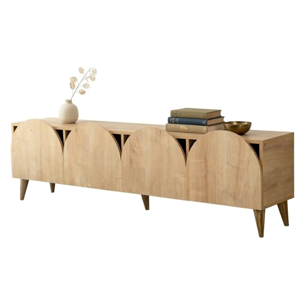 Visco, Mobile Porta tv 4 Vani, 180x35x50h cm Marrone Rovere