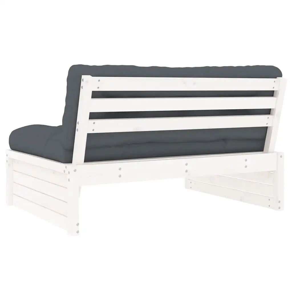 Divano Centrale 120x80 cm in Legno Massello di Pino Bianco 825759