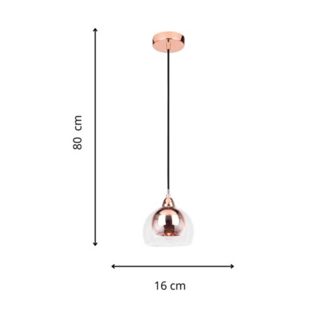 Lampada a sospensione Lampex Dex rame vetro Ø16 E14