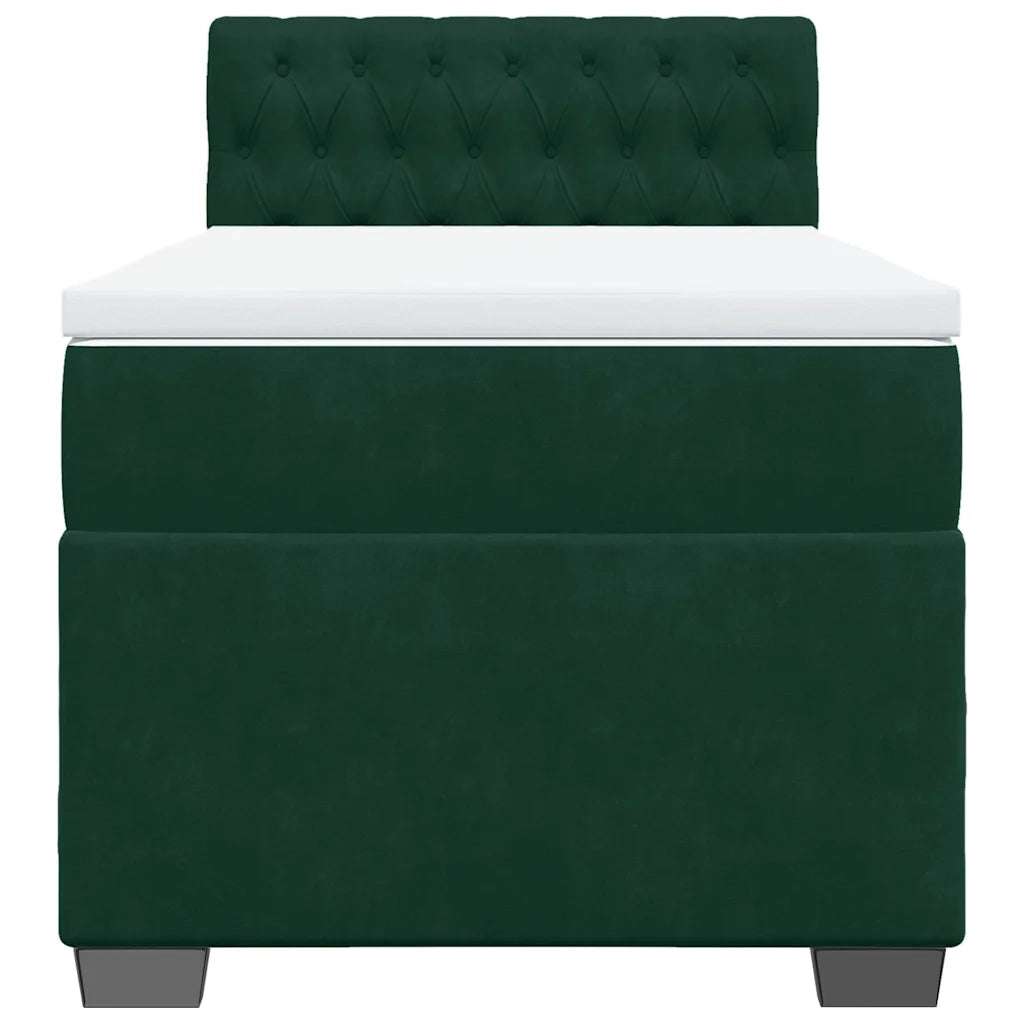 Giroletto a Molle con Materasso Verde Scuro 90x190 cm Velluto