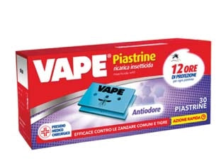 PIASTRINA PER ELETTROEMANATORI CON ANTIODORE ZANZARE COMUNI E TIGRE- - in confez. da pz.30 - 6 pezzi VAPE