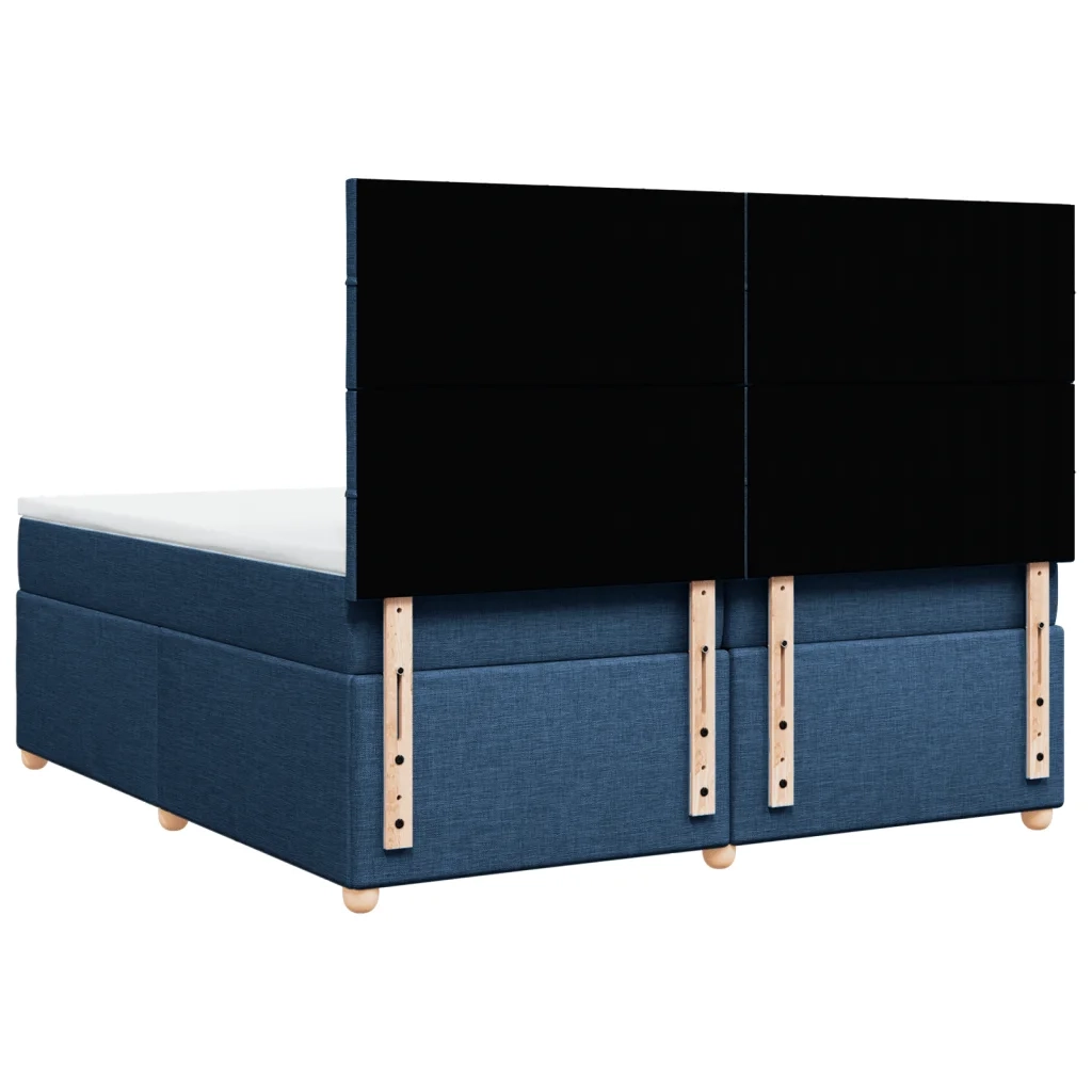 vidaXL Giroletto a Molle con Materasso Blu 200x200 cm in Tessuto