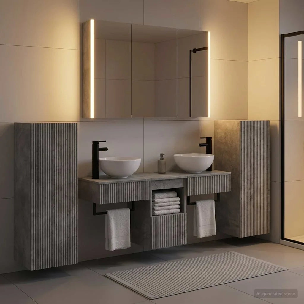 Set di mobili per il bagno 6 pcs Grigio Cemento 3407122