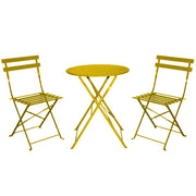 Marvin Set BISTROT Tavolo e Sedie Pieghevoli Tondo 60cm Da Giardino Balcone Terrazzo Patio Salvaspazio Giallo