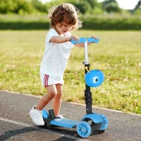 Outsunny Monopattino per Bambini con 3 Ruote 5 in 1, Manubrio Regolabile, Asta Telescopica, Sella, Schienale Rimovibile, Blu
