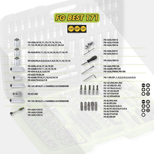 SET VALIGETTA 171 PZ UTENSILI INSERTI CHIAVI A BUSSOLA  1/4"-3/8"-1/2" FASANO FG BEST 171