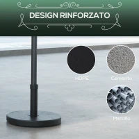 Base per Ombrellone da 15kg Rotonda per Pali da Ø24-38mm, Plastica e Cemento, Ø46.5 cm, Nero