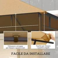 Tetto di Ricambio per Gazebo 3x3m in Poliestere con Prese d'Aria e Fori di Drenaggio, Beige