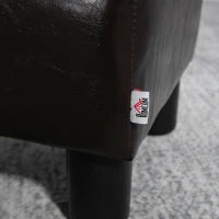 Pouf Poggiapiedi Imbottito, Rettangolare e in Finta Pelle, 40x30x24 cm, Marrone