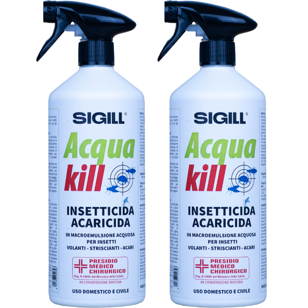 Insetticida acaricida acqua kill insetti striscianti volanti acari 750 ml 2 pezzi