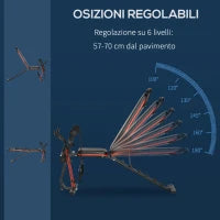 Panca Multifunzione, 6 livelli di Inclinazione, fino a 150 kg, in Acciaio e Pelle sintetica, 145x49x57-127 cm, Nera e Rossa