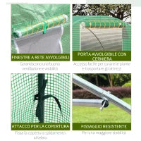 Serra a Tunnel da Esterno 3x3x2m con Copertura in PE, Porta con Cerniera e 4 Finestre, Verde