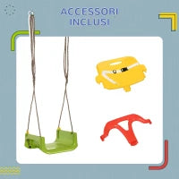 Altalena per Bambini 9-36 Mesi in PP e PE con Corda Regolabile e Cintura, 42x33x120-180 cm