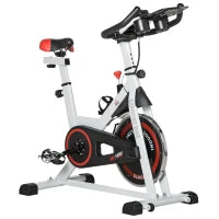 Cyclette Professionale, Bici da Spinning,Cyclette da Camera Regolabile con Schermo LCD e Portabicchieri, Volano 8kg, Bianco
