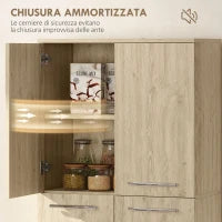 Mobile Contenitore Minimal con 2 Armadietti e Mensole Regolabili, in Legno color Rovere, 59x31x155 cm