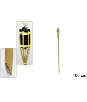 Fiaccola Bambà¹ Bamboo 100 Cm Per Esterno Giardino Luce Torcia Stoppino Ro000443         