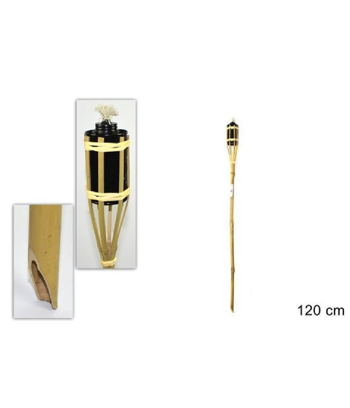 Fiaccola Bambà¹ Bamboo 120 Cm Per Esterno Giardino Luce Torcia Stoppino Ro000444         
