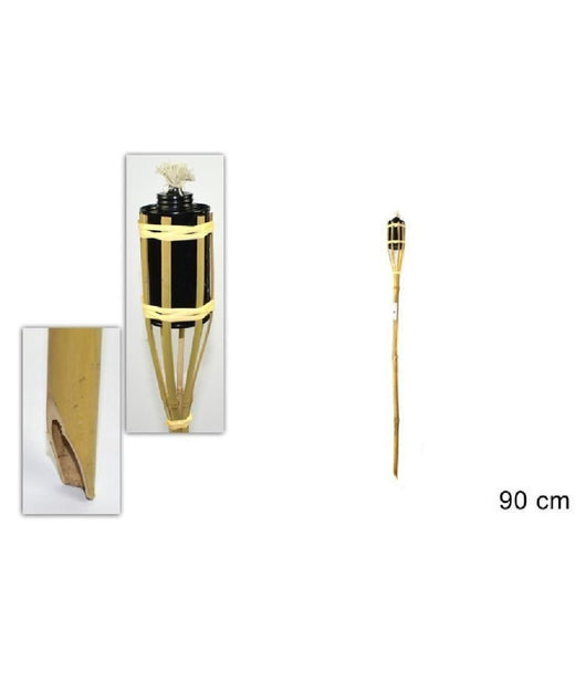 Fiaccola Bambà¹ Bamboo 90cm Esterno Giardino Luce Torcia Stoppino Bt-a90 Ro000442         