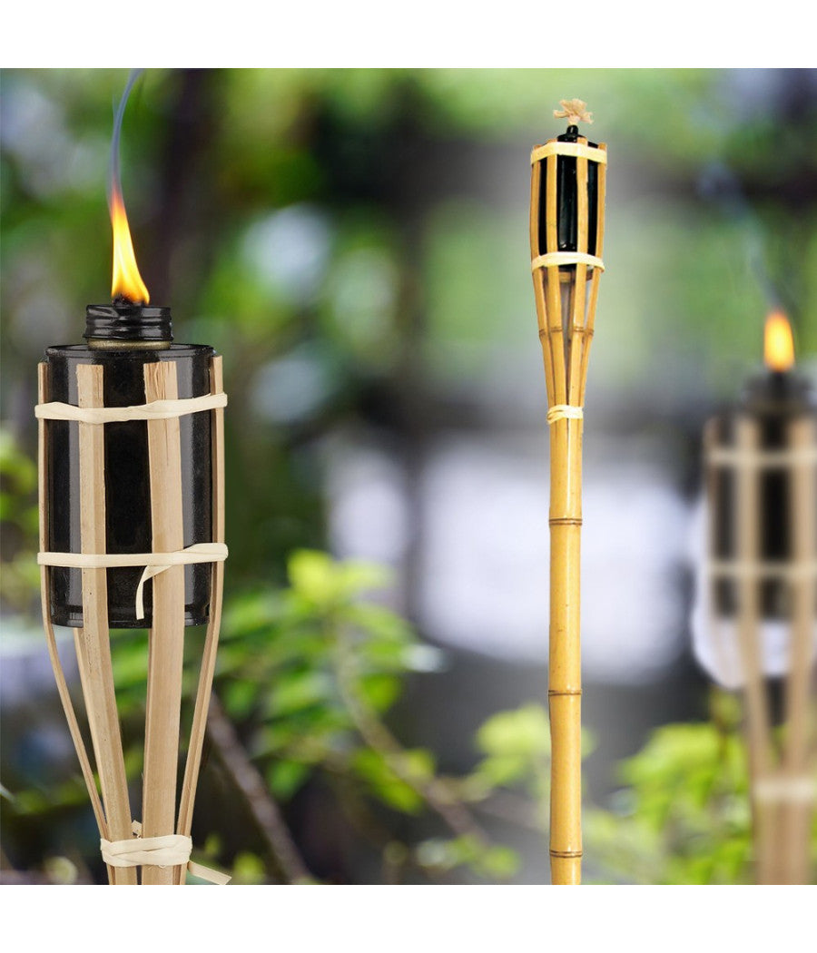Fiaccola Bambà¹ Bamboo 90cm Esterno Giardino Luce Torcia Stoppino Bt-a90 Ro000442         