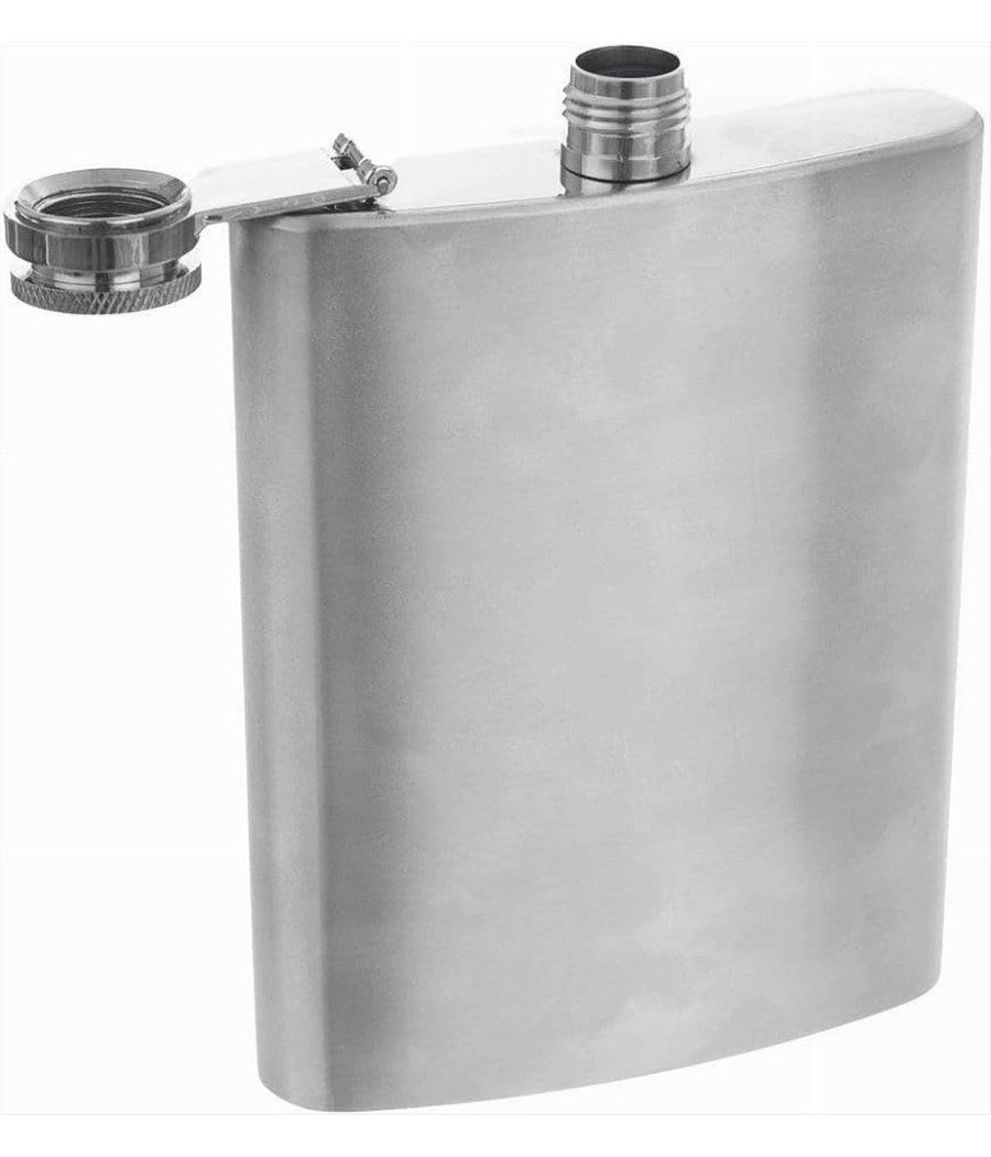 Fiaschetta In Acciaio Inox 240 Ml Per Whisky Brandy Rum Vodka Tascabile Viaggio         