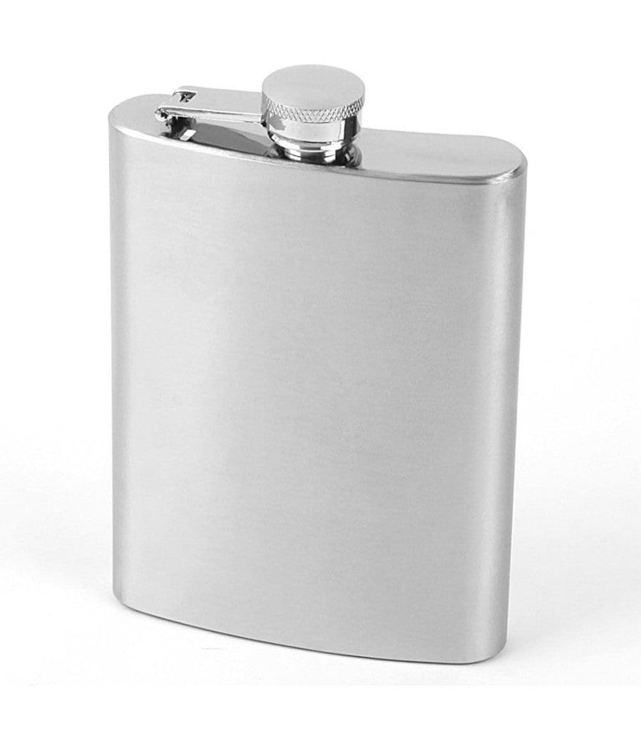 Fiaschetta In Acciaio Inox 240 Ml Per Whisky Brandy Rum Vodka Tascabile Viaggio         