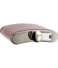 Trade Shop - Fiaschetta In Acciaio Inox Foderata In Pelle Imbuto Incluso Per Liquori Whisky -