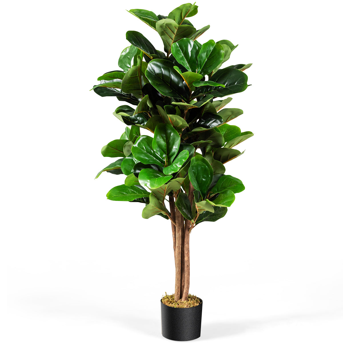 Ficus lyrata artificiale da 1,2m da interno ed esterno, Piante finte con foglie realistiche in PEVA vaso in PP-Piante artificiali