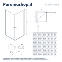 Box doccia angolare 70x70cm doppio battente profili cromati e vetro da 8mm trasparente h195 | Fiji