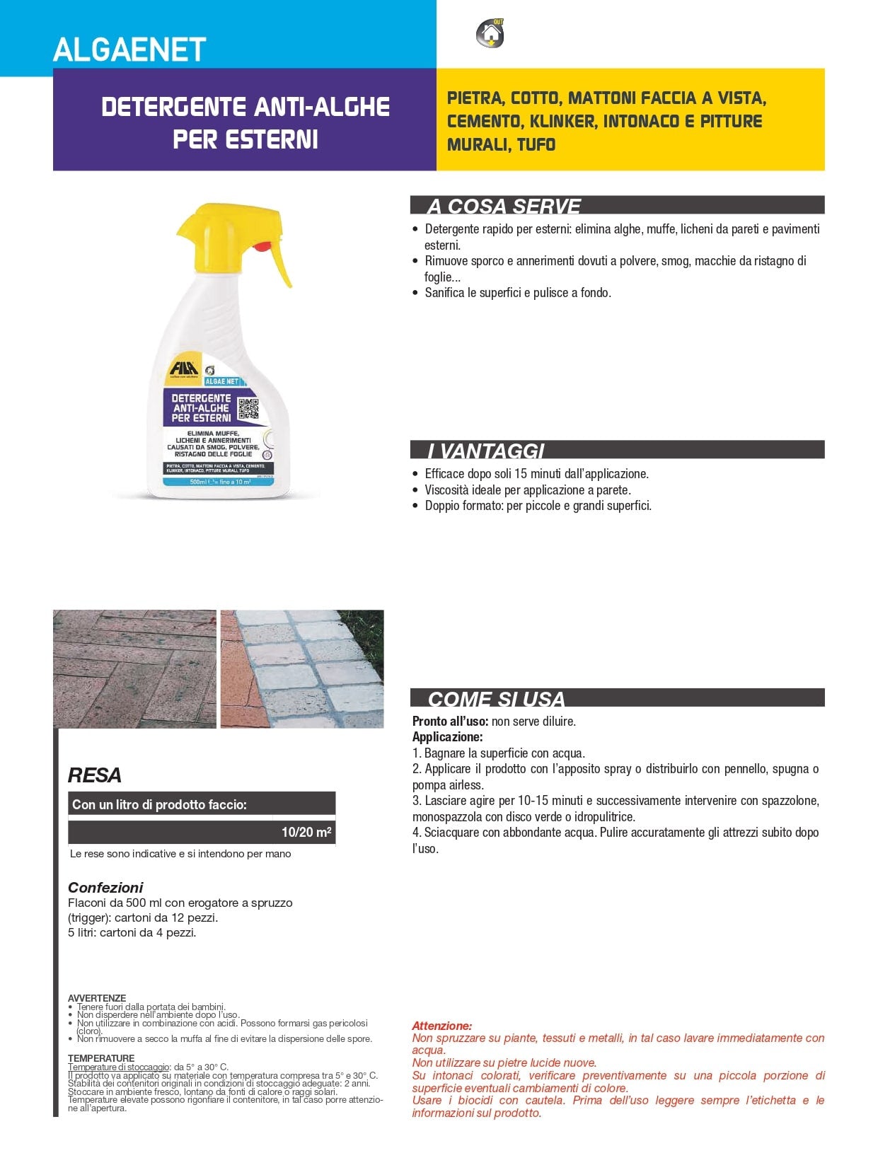 Fila Algae Net Ml.500 Detergente Anti-alghe Per Esterni