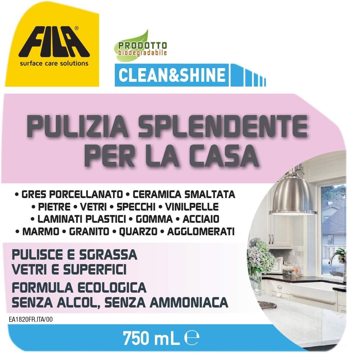 Fila Clean&shine Ml.750 Detergente Universale Per Tutte Le Superfici