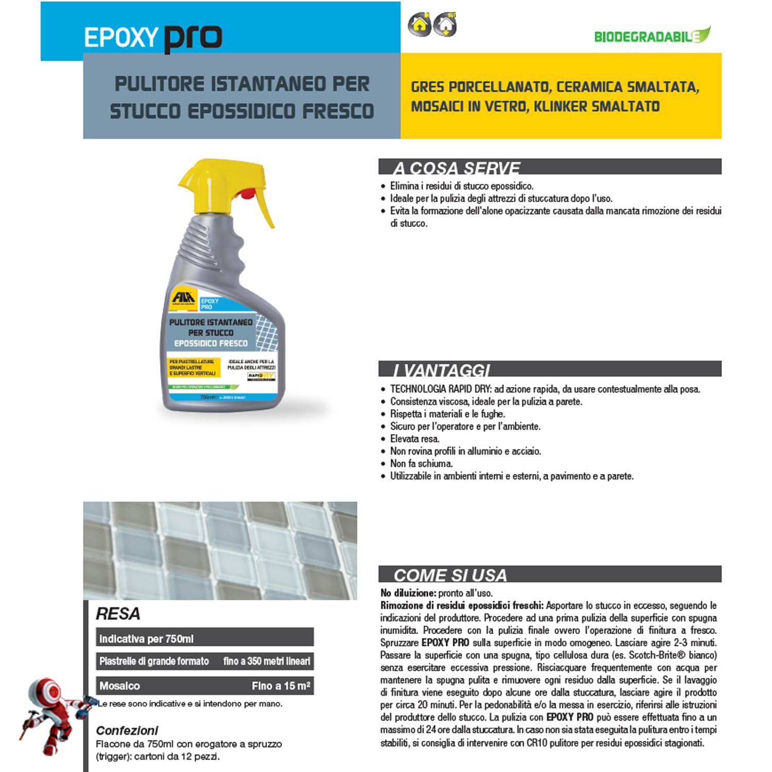 Fila Epoxy Pro Ml.750 Pulitore Istantaneo Per Stucco Epossidico Fresco