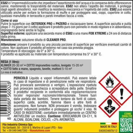 Fila Es82 Lt.1 Protettivo Idrorepellente Antiefflorescenza Base Solvente