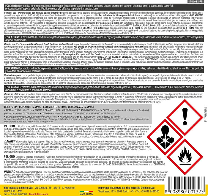 Fila Fob Xtreme Lt.5 Protettivo Antimacchia Per Superfici Non Lucide Base Solvente