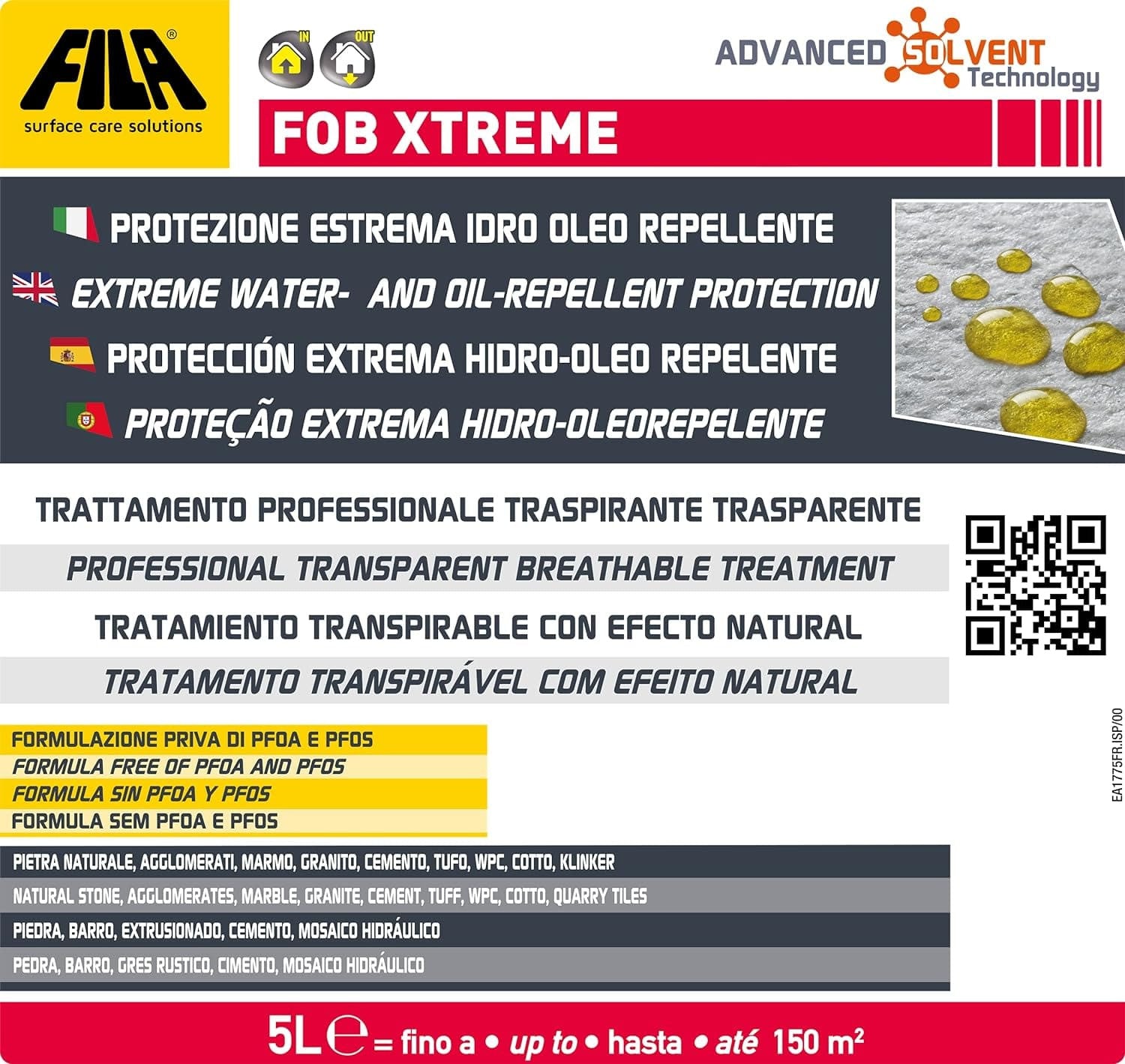 Fila Fob Xtreme Lt.5 Protettivo Antimacchia Per Superfici Non Lucide Base Solvente