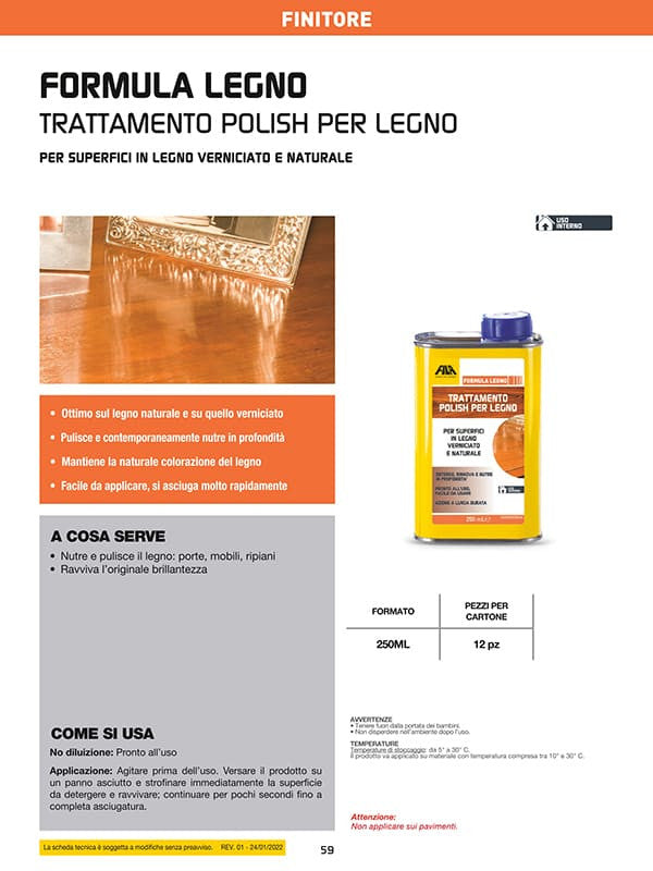 Fila Formula Legno Polish Per Superfici In Legno 250 Ml
